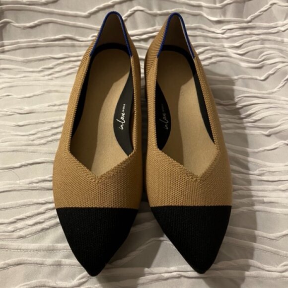 NWOT Rothy's The High Point Heel Camel Tan Black Captoe Size 9 - Picture 3 of 10